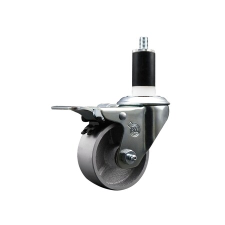 Service Caster 3'' Semi Steel Swivel 1-3/8'' Expanding Stem Caster Total Lock Brake SCC-EXTTL20S314-SSS-138
